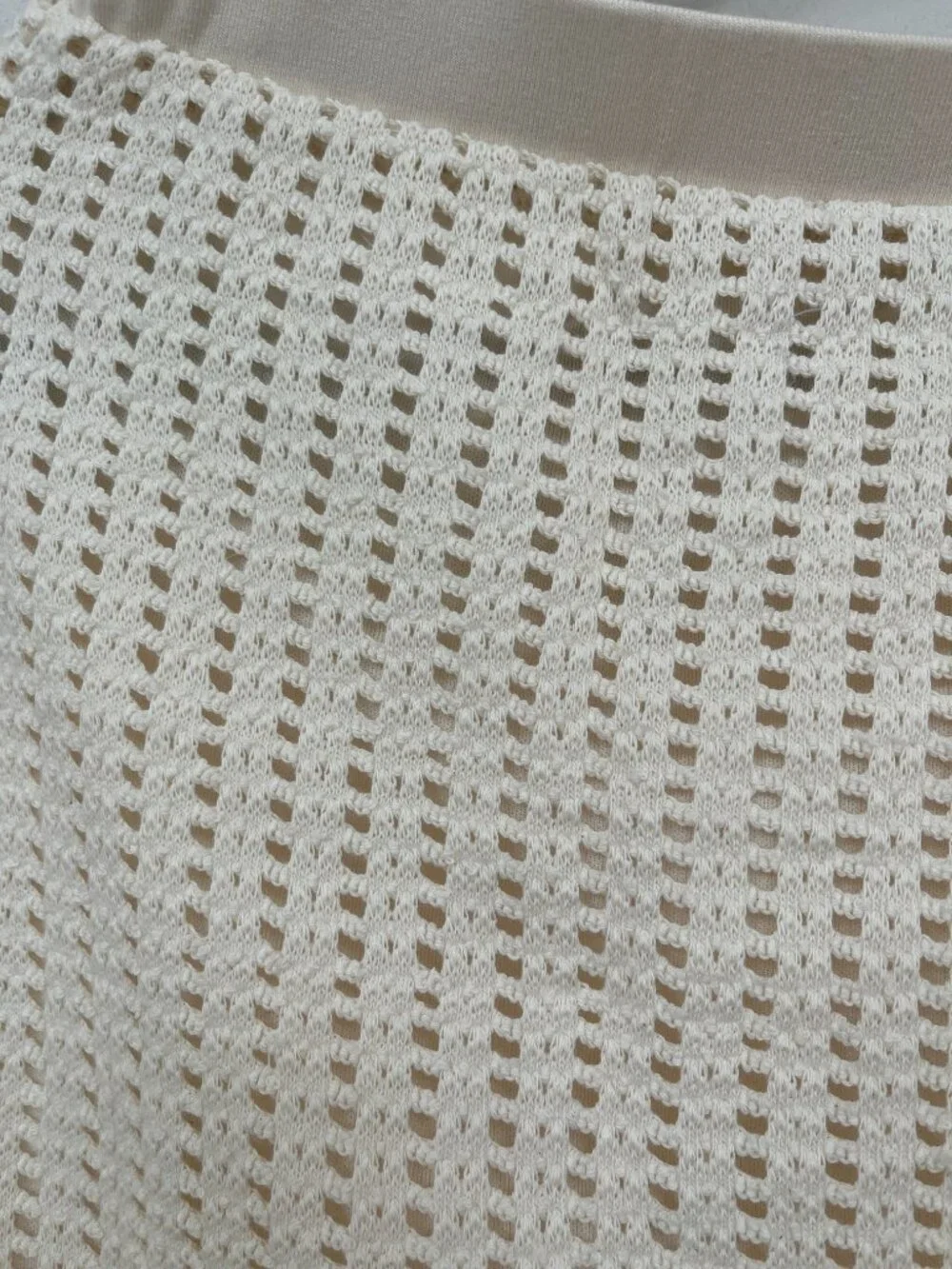 NWT Sadie & Sage Crochet Knit Midi Skirt in Ivory Cream, Size L